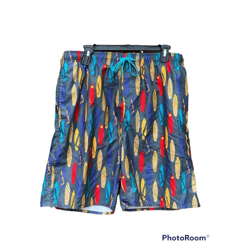 Barracuda‎ Bay Men’s Authentic Swim Trunks Size XL Colorful Surfboards